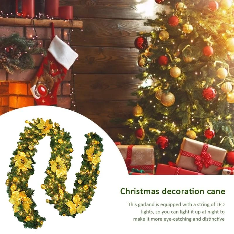 GENERIC 9FT Yellow Christmas Garland With LED Light Xmas Artificial Wreath Stairs Rattan Decor 4 GENERIC 9FT Yellow Christmas Garland With LED Light Xmas Artificial Wreath Stairs Rattan Decor - Image 2