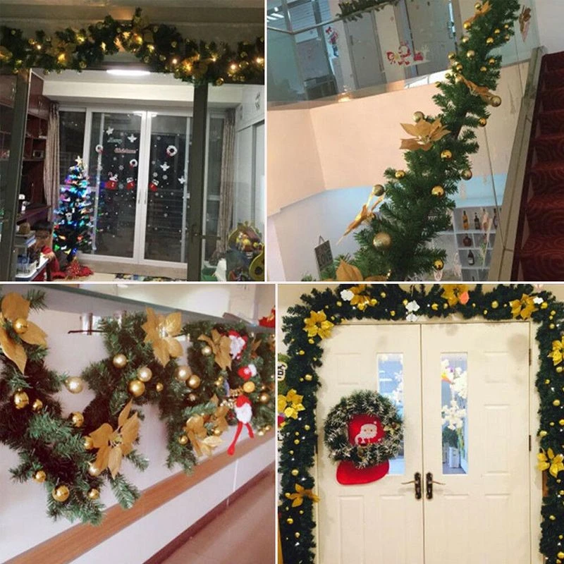 GENERIC 9FT Yellow Christmas Garland With LED Light Xmas Artificial Wreath Stairs Rattan Decor 5 GENERIC 9FT Yellow Christmas Garland With LED Light Xmas Artificial Wreath Stairs Rattan Decor - Image 3