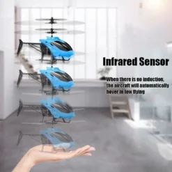 GENERIC Mini RC Infrared Induction Helicopter Aircraft Drone Flashing Light Toys Christmas Gift Blue