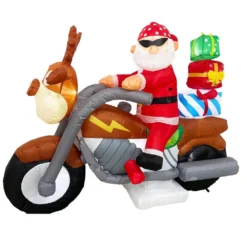 GENERIC Radiant Christmas Lights Elk Motorcycle Gift Xmas Inflatable Santa 2.1m Long
