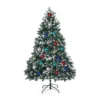 Snowy Christmas Tree Xmas Pine Cones 6Ft 180cm 930 Tips + Bauble Balls