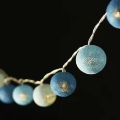 1 Set Of 20 LED Blue 5cm Cotton Ball Battery Powered String Lights Christmas Gift Home Wedding Party Boys Bedroom Decoration Indoor Table Centrepiece -Dolce & Gabbana Sales Shop v382 blueballbatt20 68319 02