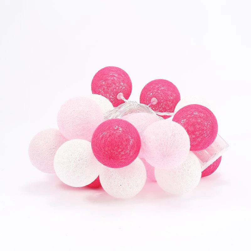 1 Set Of 20 LED Pink 5cm Cotton Ball Battery Powered String Lights Christmas Gift Home Wedding Party Girl Bedroom Decoration Outdoor Indoor Table 5 1 Set Of 20 LED Pink 5cm Cotton Ball Battery Powered String Lights Christmas Gift Home Wedding Party Girl Bedroom Decoration Outdoor Indoor Table - Image 3