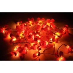 1 Set Of 20 LED Deep Red Frangipani Flower Battery String Lights Christmas Gift Home Wedding Party Decoration Outdoor Table Garland Wreath -Dolce & Gabbana Sales Shop v382 redfrangibatt20 68328 02