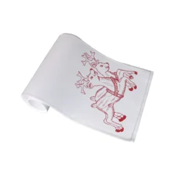 Christmas Print White Table Runner 33 X 180cm Reindeers