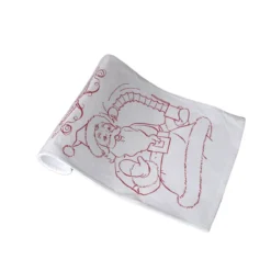 Christmas Print White Table Runner 33 X 180cm Santa