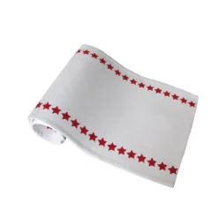 Christmas Print White Table Runner 33 X 180cm Stars
