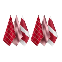 Ladelle Set Of 6 Christmas Brick Cotton Tea Towels Design 1