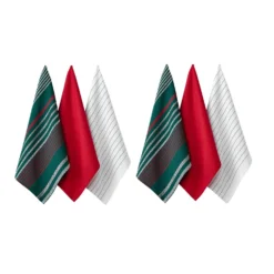 Ladelle Set Of 6 Christmas Brick Cotton Tea Towels Design 3