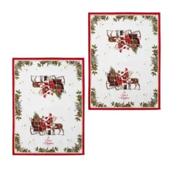 Ashdene Magic Of Christmas By Richard Macneil Set Of 2 Cotton Kitchen Towels 50 X 70 Cm