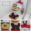 4pcs Christmas Toilet Seat Cover Rug Bathroom Set Santa Snowman Xmas Home Décor, Reindeer