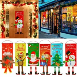 Christmas Hanging Banner Flag Door Window Décor Santa Reindeer Snowman Ornaments, Set Of 6 -Dolce & Gabbana Sales Shop v474 287831 103261 01