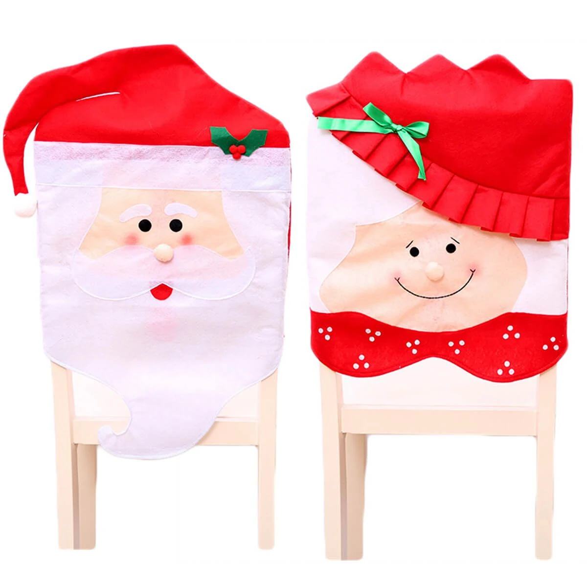 6x Christmas Cute Lady Santa Hat Chair Covers Dinner Home Décor Ornaments Gift, Mrs Santa 4 6x Christmas Cute Lady Santa Hat Chair Covers Dinner Home Décor Ornaments Gift, Mrs Santa - Image 2