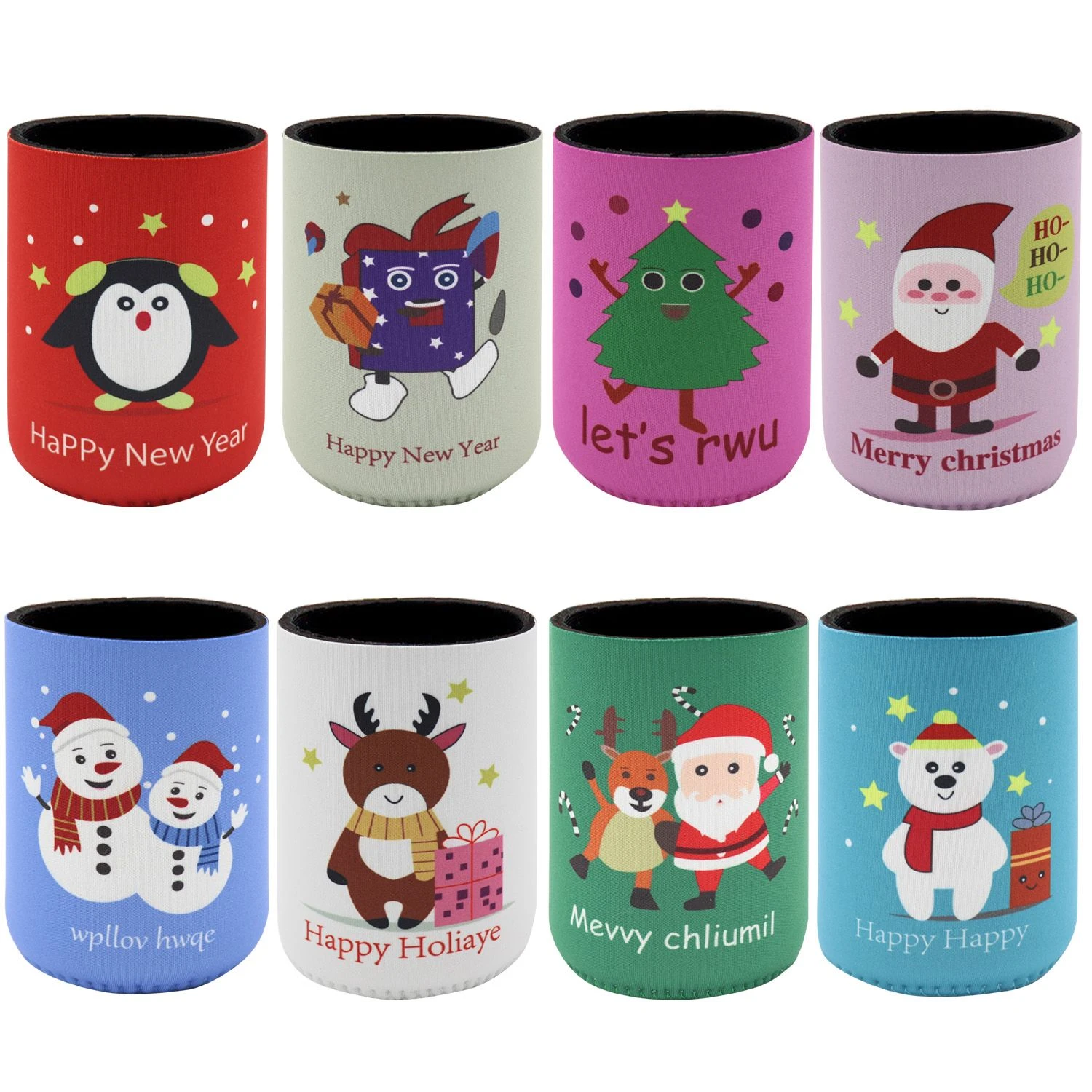 8x Christmas Stubby Stubbie Holders Beer Bottle Drink Can Cooler Santa Reindeer, H 3 8x Christmas Stubby Stubbie Holders Beer Bottle Drink Can Cooler Santa Reindeer, H