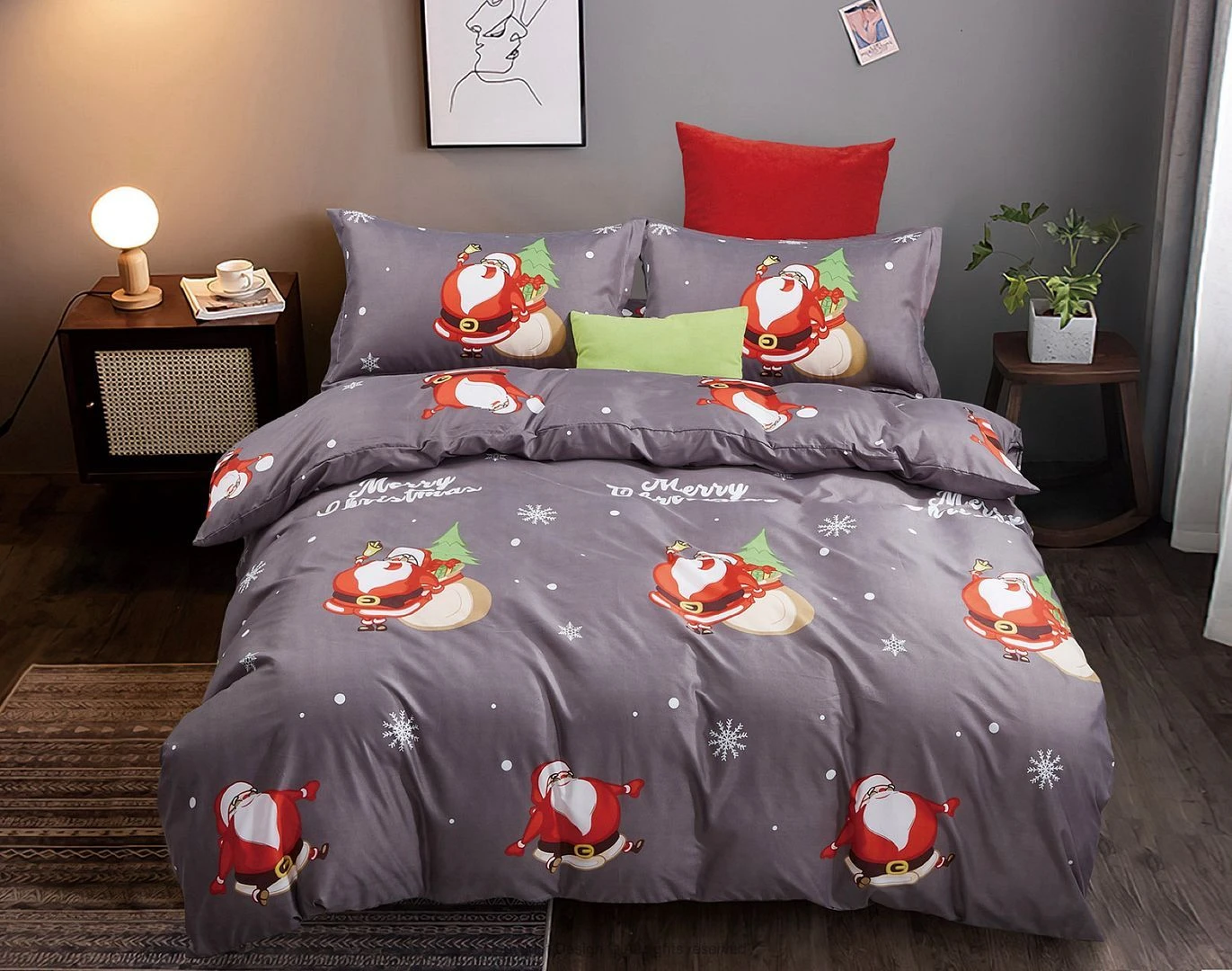 Christmas Santa King Size Quilt/Duvet Cover Set 3 Christmas Santa King Size Quilt/Duvet Cover Set