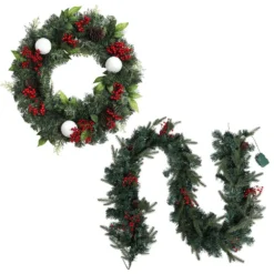 Jingle Jollys Christmas Garland With Wreath Set LED Lights Xmas Tree Decor