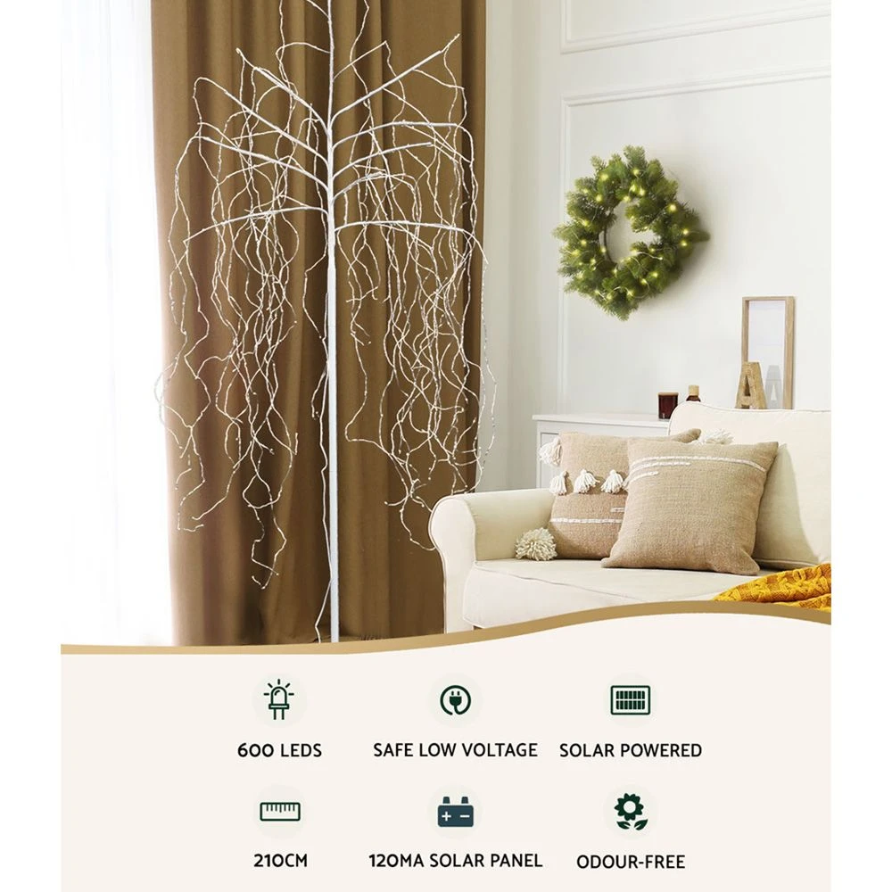 Jingle Jollys Solar Christmas Tree 2.1m String Lights 600 LED Xmas Trees 5 Jingle Jollys Solar Christmas Tree 2.1m String Lights 600 LED Xmas Trees - Image 3