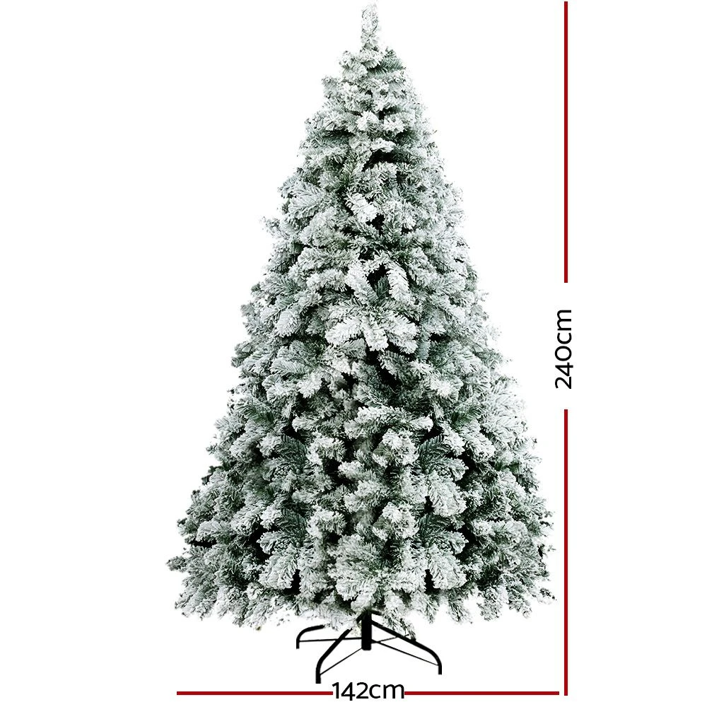 Jingle Jollys Christmas Tree 2.4m Snow Flocked Xmas Tree Decorations 1291 Tips 4 Jingle Jollys Christmas Tree 2.4m Snow Flocked Xmas Tree Decorations 1291 Tips - Image 2