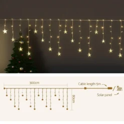 Jingle Jollys Solar Christmas Lights 80 LED 3M Icicle Light Star Decorations -Dolce & Gabbana Sales Shop xmas cur300 1m star warm 89809 01