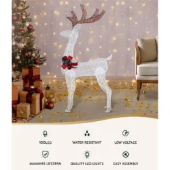 Jingle Jollys Christmas Lights 150cm Reindeer 100 LED Decorations -Dolce & Gabbana Sales Shop xmas mot 1deer mov warm 23494 02