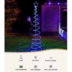 Jingle Jollys Solar Christmas Tree 2.4m Motif Lights 8 Modes Multi Colour -Dolce & Gabbana Sales Shop xmas mot tree solar 24 mc 88656 02